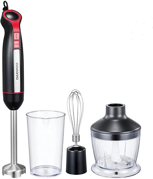 خلاط يدوي 400 واط Daewoo 4-in-1 Stainless Steel Hand Blender with Chopper and Whisk