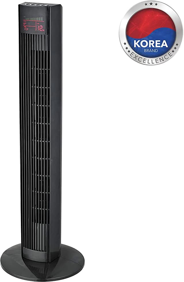 Daewoo 36 inch Digital Tower Fan with Remote, Timer, Oscillation, 3 Fan Speeds & 3 Wind Modes 45W Korean Technology - 129123