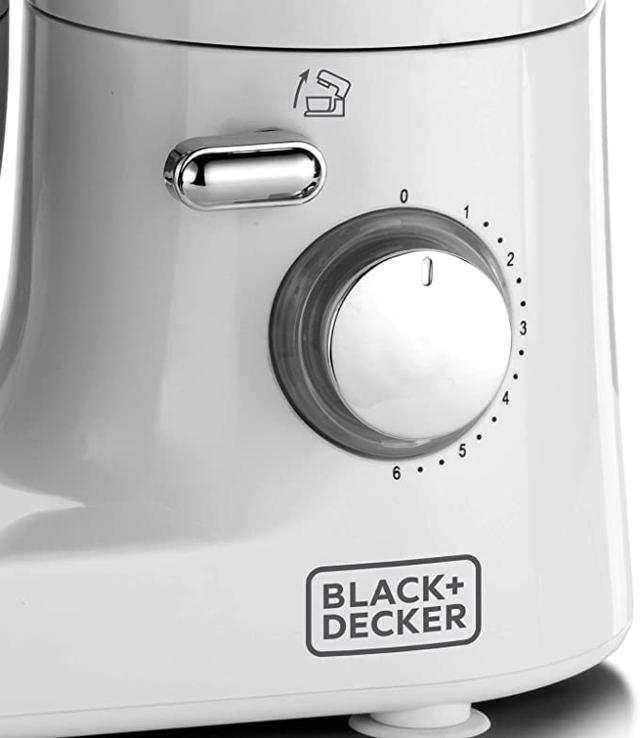 BLACK&DECKER Black+Decker 1000W 6 Speed Stand Mixer with Stainless Steel Bowl White/Silver  SM1000 B5 2 Years Warranty