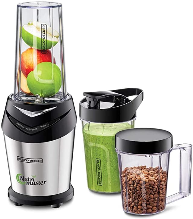 خلاط سموثي يدوي 600 واط Black+Decker NutriMaster Blender/Smoothie Maker  3 Jars with Lids - 128819