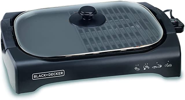 شواية كهربائية بغطاء زجاجي 2200 واط Black+Decker Open Flat Grill With Glass Lid