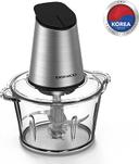 Daewoo 500W 1.8L Stainless Steel Food Chopper with Glass Bowl, Quad Blade, Mincer & Grinder Function Korean Technology