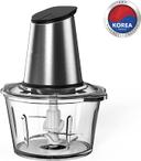 Daewoo 500W 1.8L Stainless Steel Food Chopper with Glass Bowl, Quad Blade, Mincer & Grinder Function Korean Technology