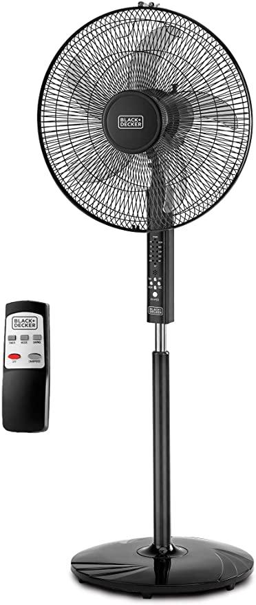 BLACK&DECKER Black+Decker 16 Inch 3 Speed Pedestal Stand Fan with Remote Control Black  FS1620R B6