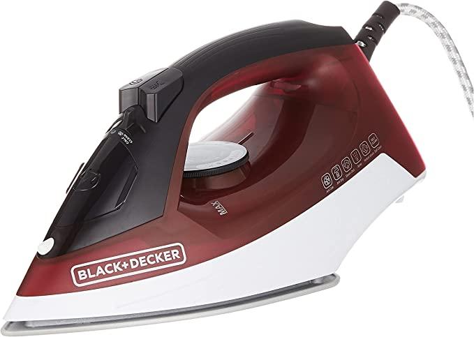 مكواة كهربائية بالبخار 1600 واط Black & Decker Steam Iron with Anti Drip Red