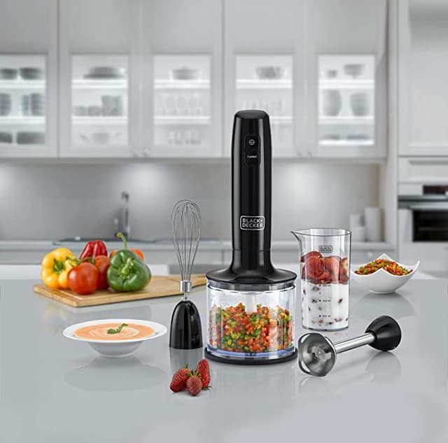 BLACK&DECKER Black+Decker 600W 3 in 1 Hand Blender with Chopper Black  HB600 B5 2 Years Warranty