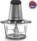 Daewoo 500W 1.8L Stainless Steel Food Chopper with Glass Bowl, Quad Blade, Mincer & Grinder Function Korean Technology