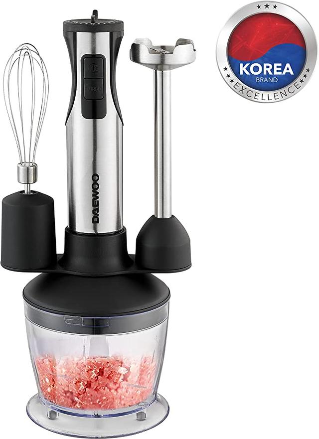 Daewoo 600W 4-in-1 Stainless Steel Hand Blender with Chopper and Whisk Korean Technology - SW1hZ2U6MTY4MTc1