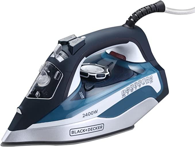 BLACK&amp;DECKER Black+Decker 2400W Steam Iron With Ceramic Soleplate Auto Shut Off Blue  X2150 B5 2 Years Warranty