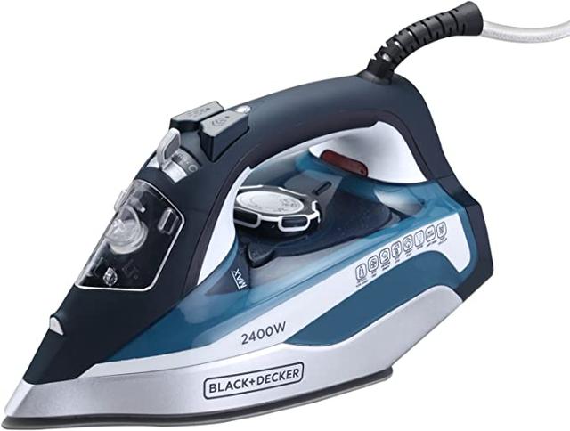 BLACK&amp;DECKER Black+Decker 2400W Steam Iron With Ceramic Soleplate Auto Shut Off Blue  X2150 B5 2 Years Warranty - 258255