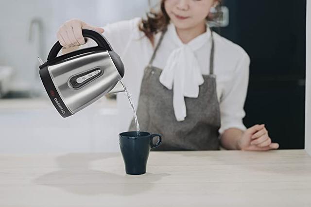 بويلر 1.7 لتر Daewoo Stainless Steel Electric Kettle with Dual Water
