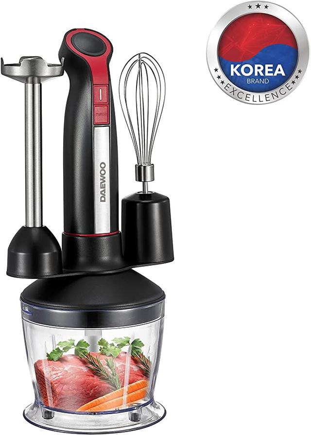 خلاط يدوي 400 واط Daewoo 4-in-1 Stainless Steel Hand Blender with Chopper and Whisk - SW1hZ2U6MTY4MTU2