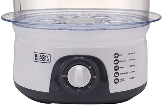 BLACK&amp;DECKER Black+Decker 775W 10 Liter 3 Tier Food Steamer with Timer White  HS6000 B5 2 Years Warranty