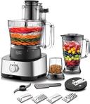 BLACK&amp;DECKER Black+Decker 880W 4 in 1 Food Processor Blender Grinder and Dough Maker with 31 Functions Silver/Black  FX1050 B5 2 Years Warranty - SW1hZ2U6MTY2ODcz