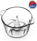 Daewoo 500W 1.8L Stainless Steel Food Chopper with Glass Bowl, Quad Blade, Mincer & Grinder Function Korean Technology