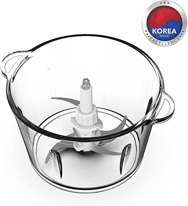 Daewoo 500W 1.8L Stainless Steel Food Chopper with Glass Bowl, Quad Blade, Mincer & Grinder Function Korean Technology