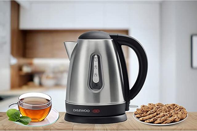 بويلر 1.7 لتر Daewoo Stainless Steel Electric Kettle with Dual Water