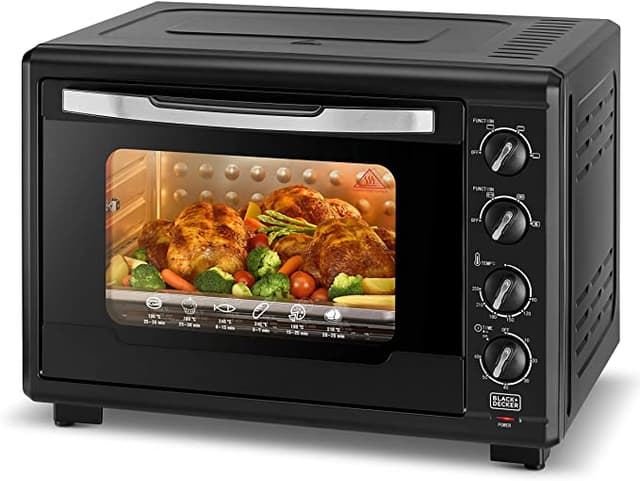 فرن كهربائي زجاجي وتوستر للتحميص 55 لتر بلاك اند ديكر BLACK+DECKER 55 L Glass Electric Oven And Toaster For Roasting