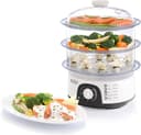 BLACK&amp;DECKER Black+Decker 775W 10 Liter 3 Tier Food Steamer with Timer White  HS6000 B5 2 Years Warranty