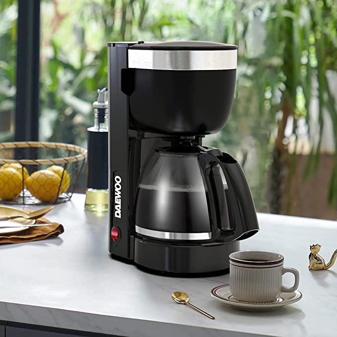 Daewoo Coffee Machine 10 Cup Coffee Maker for Drip Coffee and Espresso with 1.25L Glass Carafe 800W Korean Technology