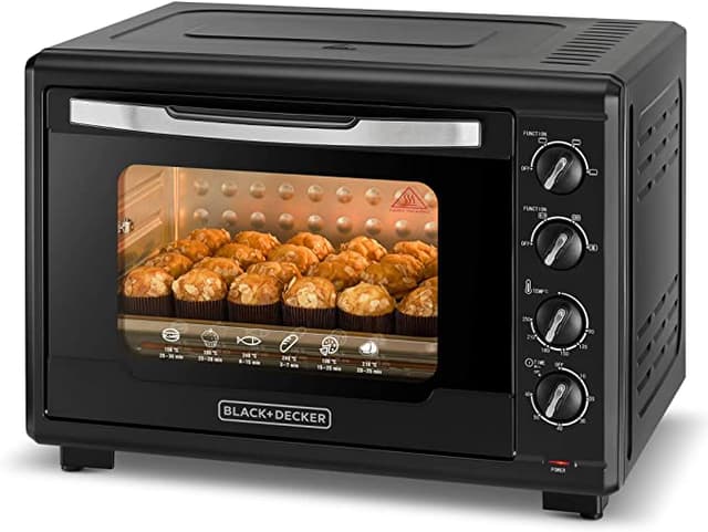 فرن كهربائي زجاجي وتوستر للتحميص 55 لتر بلاك اند ديكر BLACK+DECKER 55 L Glass Electric Oven And Toaster For Roasting
