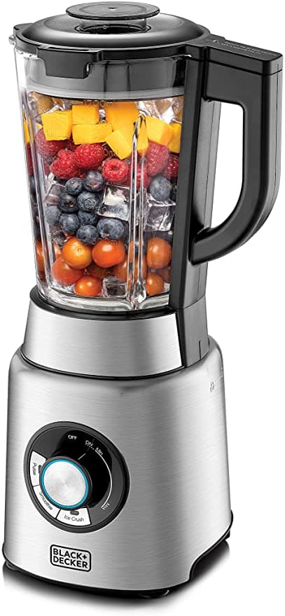 BLACK&amp;DECKER Black+Decker 1200W 1.7L High Power Premium Blender with Glass Jar Black/Silver  PB120 B5 2 Years Warranty