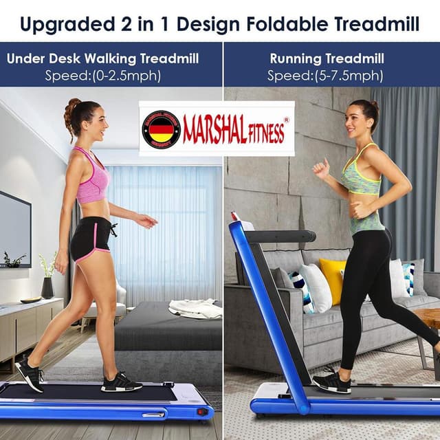 مشاية رياضية كهربائية - جهاز الجري القابل للطي Marshal Walking Pad Treadmill - أزرق