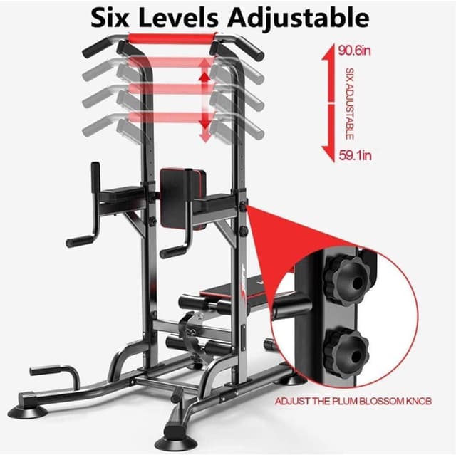 جهاز جيم منزلي متكامل متعدد الاستعمالات قابل للتعديل أسود مارشال فتنس Marshal Fitness Black Adjustable Multifunctional Body Exercise Power Tower