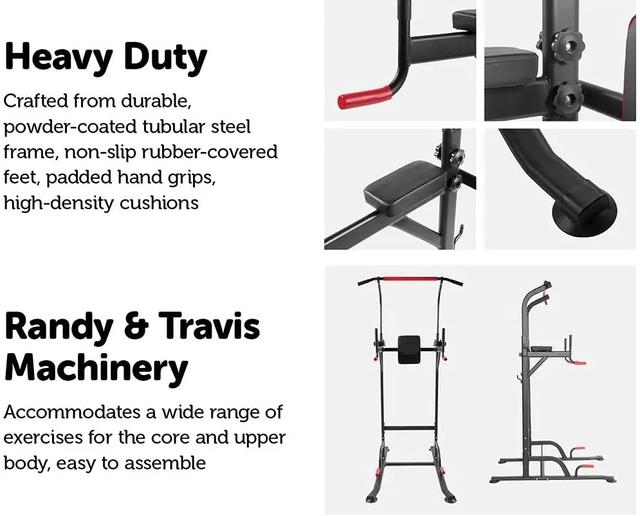 منصة لتمارين بول اب مقابض مانعة للانزلاق مارشال فتنس Marshal Fitness Non-slip handles Power Tower Chin Up Bar Push Pull Up Knee Raise - 80124