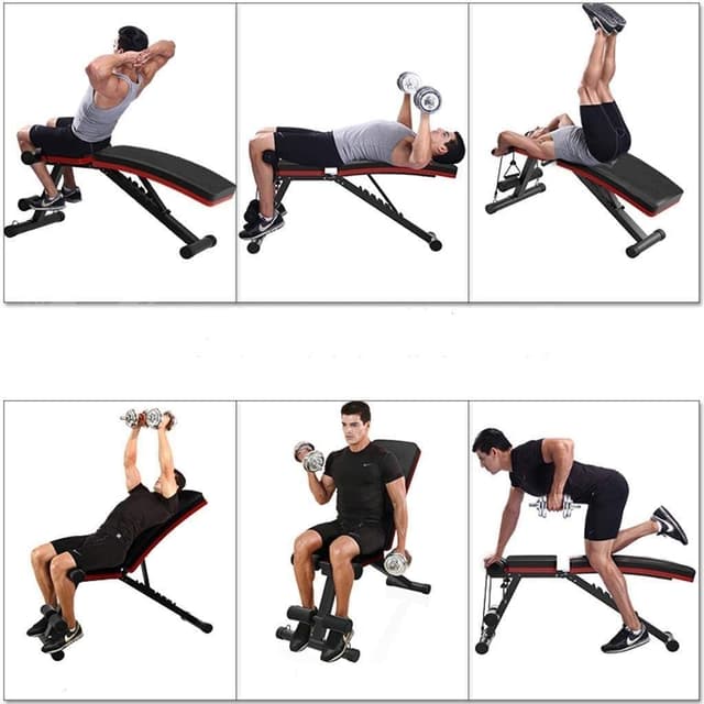 بنش رياضي مقعد تمارين رياضية مع حبال مطاطية قابل للطي مارشال فتنس Marshal Fitness With Retractable bungee Cords Exercise Dumbbells Bench