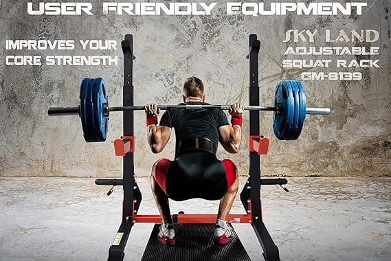 جهاز تمارين القرفصاء شديد التحمل قابل للتعديل ستانلس ستيل سكاي لاند  SkyLand Stainless Steel Heavy Duty And High-Quality Squat Rack