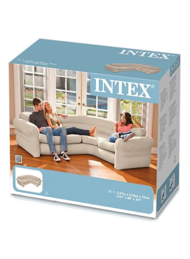 INTEX Inflatable Air Corner Sofa Beige 257x203x76cm - SW1hZ2U6MjQwNDU4