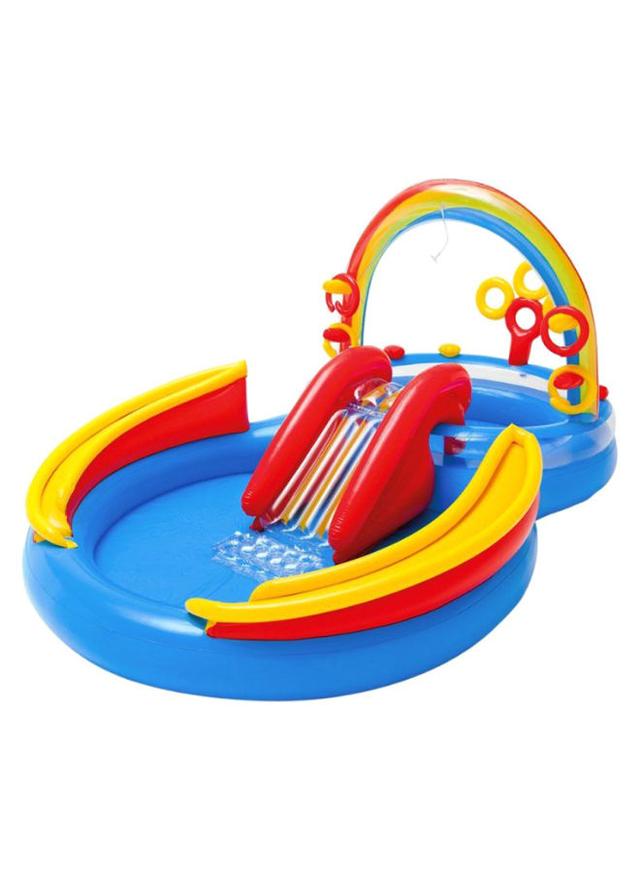 مسبح اطفال نفخ مع زحليقة 117x76x53 انش انتكس Intex 117x76x53inch Rainbow Ring Play Center