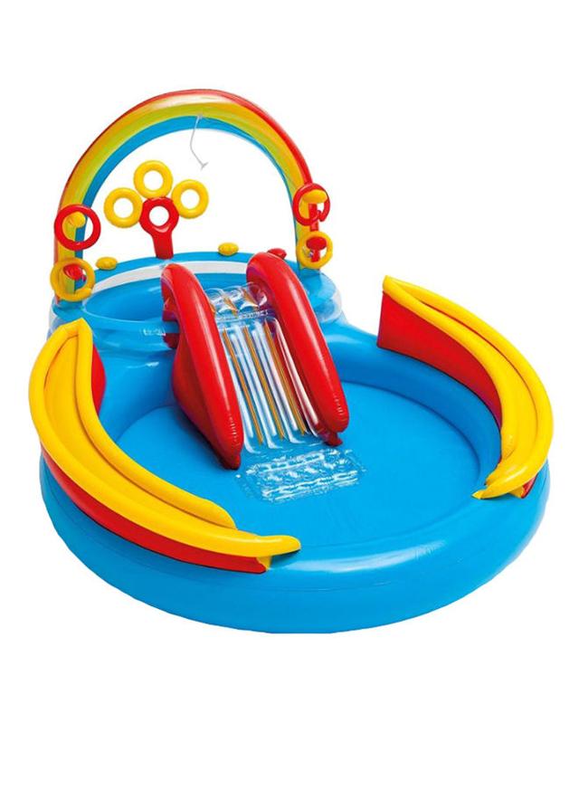مسبح اطفال نفخ مع زحليقة 117x76x53 انش انتكس Intex 117x76x53inch Rainbow Ring Play Center