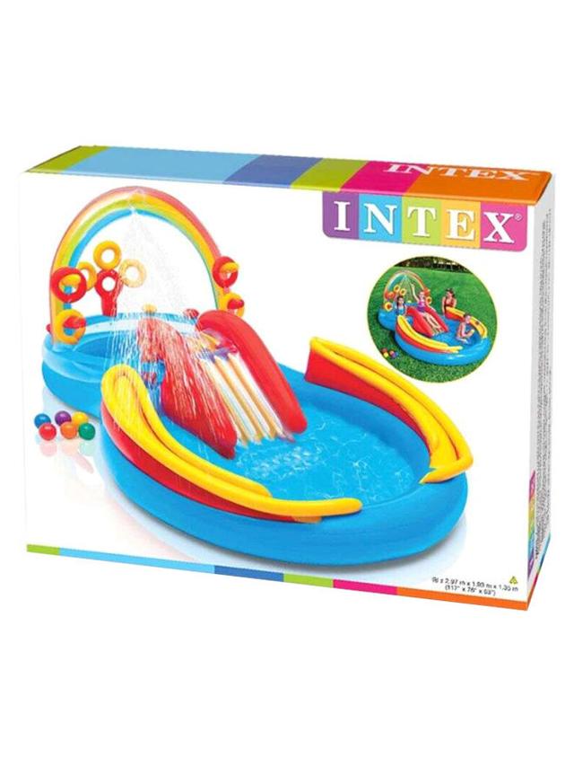 مسبح اطفال نفخ مع زحليقة 117x76x53 انش انتكس Intex 117x76x53inch Rainbow Ring Play Center