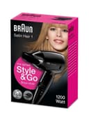 مجفف الشعر ( سشوار ) بقوة 1200 واط - أسود BRAUN - Satin Hair 1 The Lightest Style And Go Dryer