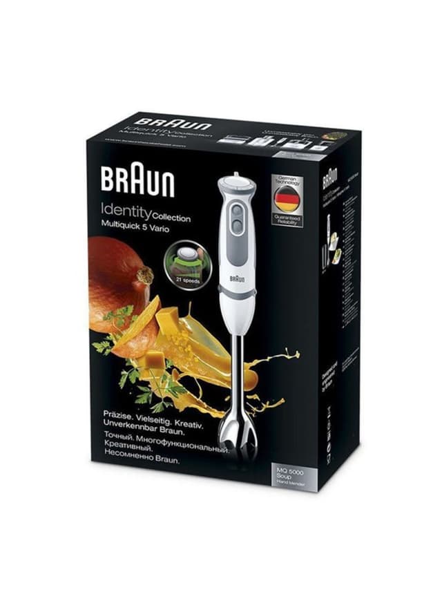 خلاط يدوي بقوة 750 واط ( مرفق بوعاء ) - أبيض/رمادي BRAUN - MultiQuick 5 Vario Hand Blender MQ5000 - 137982