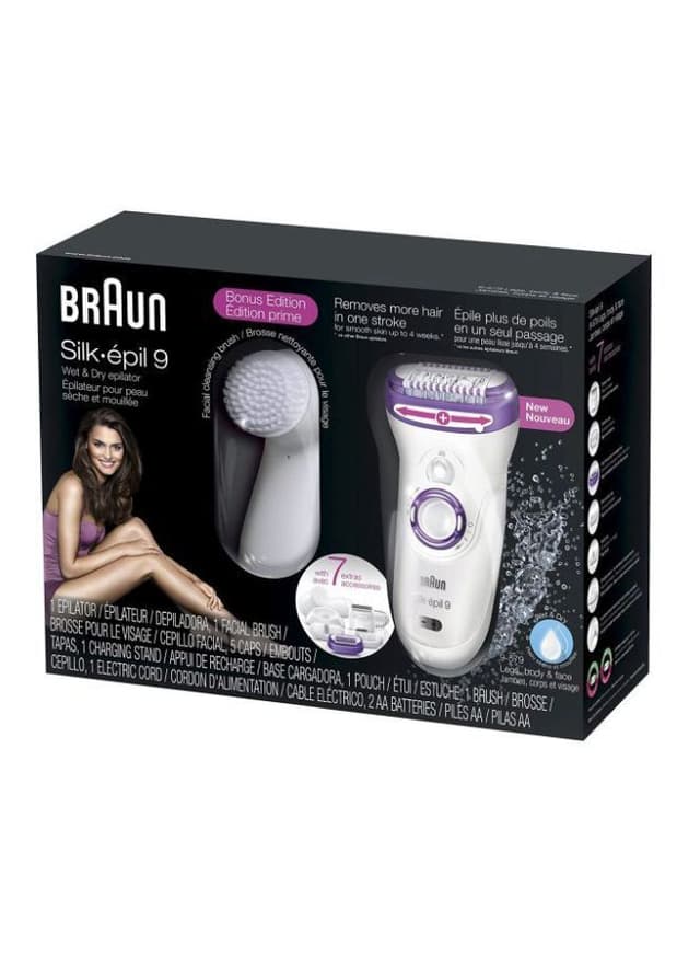 BRAUN Silk Epil 9 Wet And Dry Cordless Electric Hair Removal Epilator Purple/White