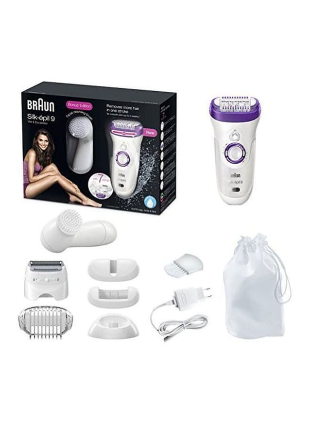 BRAUN Silk Epil 9 Wet And Dry Cordless Electric Hair Removal Epilator Purple/White