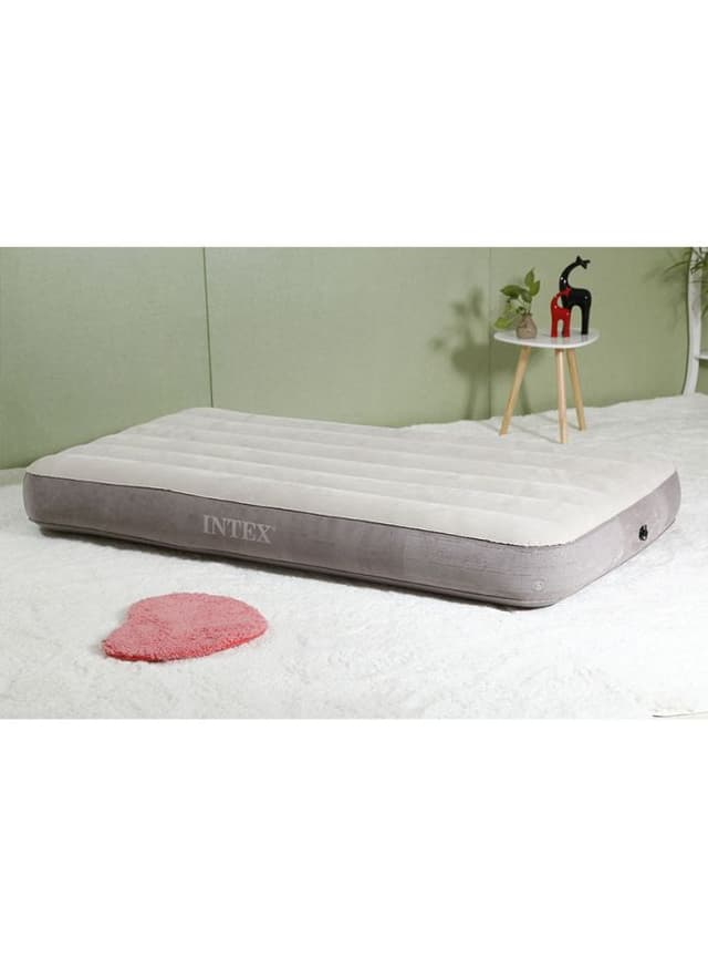 سرير هوائي بيج ورمادي انتكس Intex Deluxe Single High Airbed Combination Beige/Grey 137x191x25cm