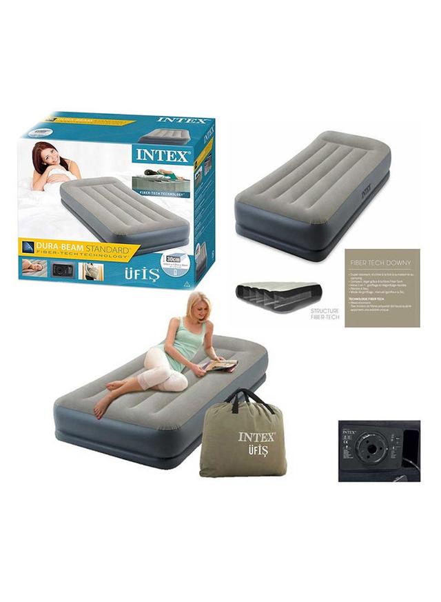 سرير هوائي مع مضخة هواء كهربائية  INTEX Twin Dura-Beam Rest Mid-Rise Airbed