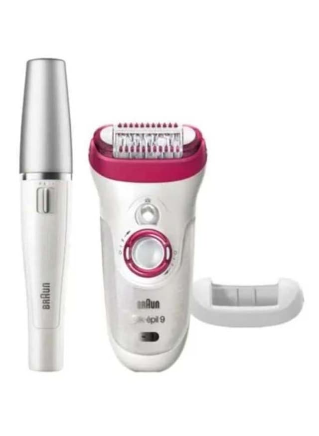 BRAUN Silk Epil 9 Cordless Epilator With Face Epilator White/Pink/Silver