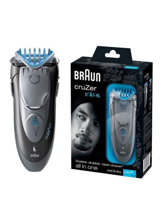 مكينة حلاقة براون رطب وجاف قابلة للشحن رمادي وأزرق BRAUN Grey/Blue Rechargeable Wet And Dry Face Shaver