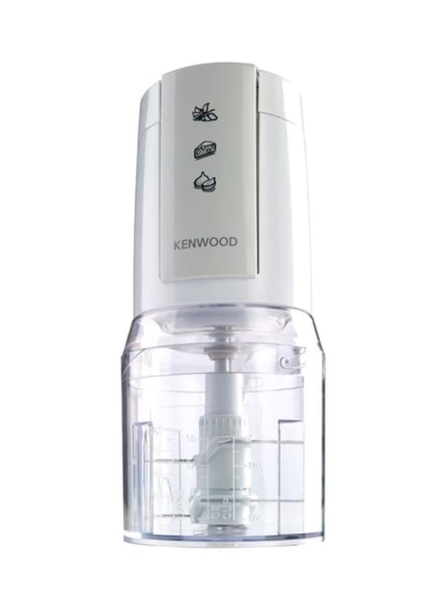 فرامة لحمة وخضار وعاء زجاجي وشفرات رباعية 400 وات من كينوود لون شفاف وأبيض Kenwood Chopper With Mincer Grinder Function Glass Bowl And Quad Blade 400 W Ch 550 White/Clear
