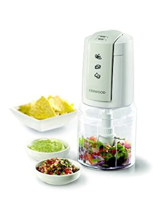 فرامة لحمة وخضار وعاء زجاجي وشفرات رباعية 400 وات من كينوود لون شفاف وأبيض Kenwood Chopper With Mincer Grinder Function Glass Bowl And Quad Blade 400 W Ch 550 White/Clear