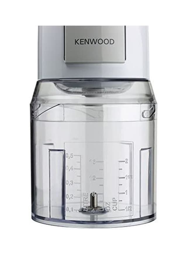 فرامة لحمة وخضار وعاء زجاجي وشفرات رباعية 400 وات من كينوود لون شفاف وأبيض Kenwood Chopper With Mincer Grinder Function Glass Bowl And Quad Blade 400 W Ch 550 White/Clear