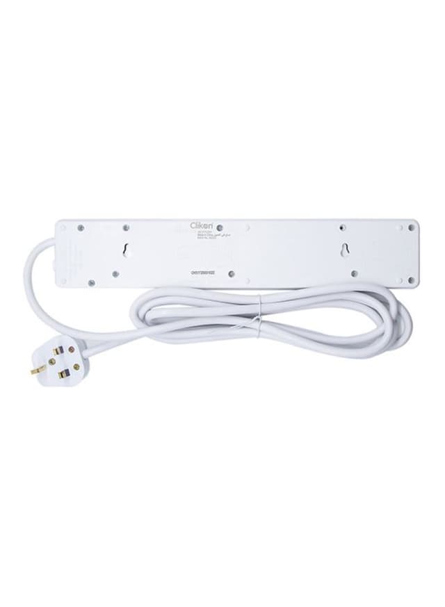 ClikOn 5 Way Extension Socket White/Blue 5meter
