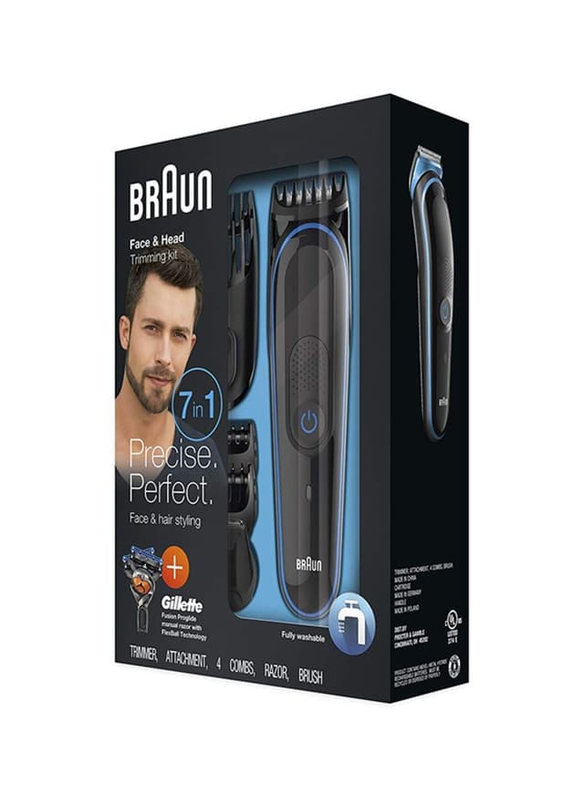 BRAUN Multi Grooming Kit 7 in 1 Face And Body Trimming Black/Blue