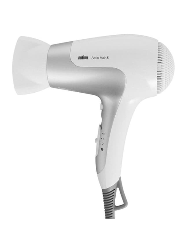 استشوار 2500 واط بتقنية الأيونات أبيض ورمادي براون ساتين هير 5 BRAUN Satin Hair 5 Dryer