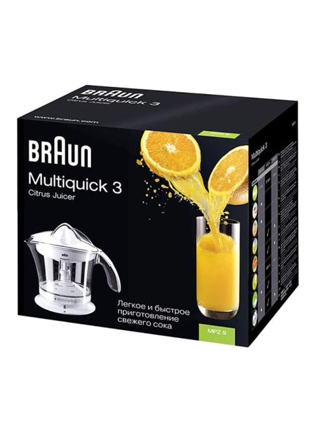 عصارة فواكه كهربائية بسعة 1 لتر - أبيض BRAUN - Multiquick 3 Citrus Press MPZ 9